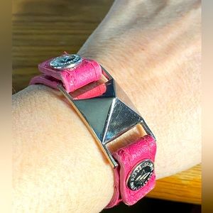 BCB Generation Pink Ostrich Leather Pyramid Bracelet